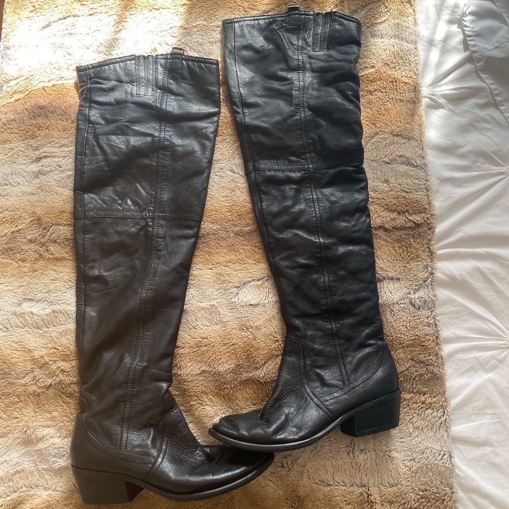 Steve Madden over the knee almond toe low heel boot